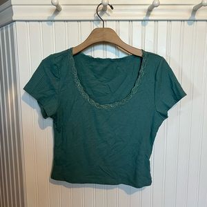 Teal ribbed crop top